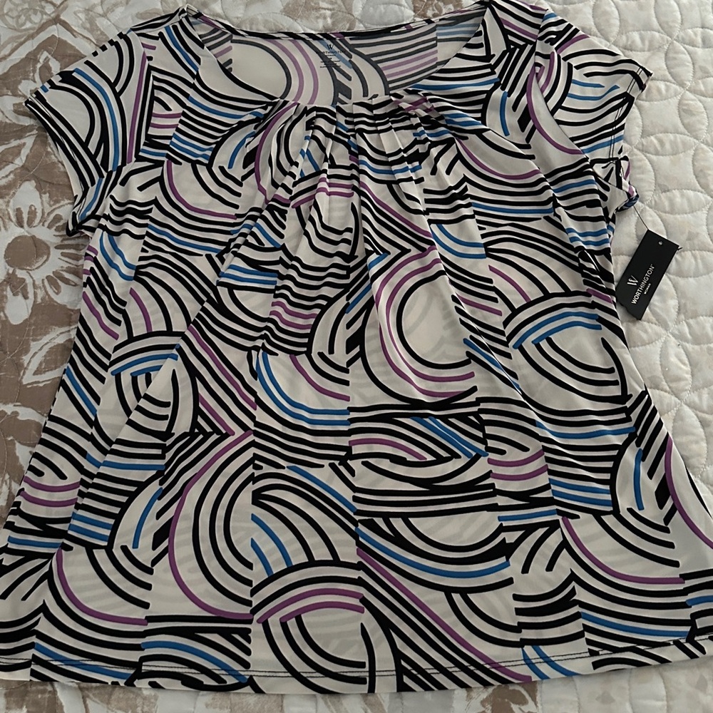 Worthington Women’s Multicolor Abstract Top size 1X New!